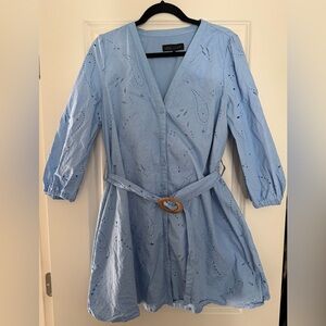 Zara Sky Blue Eyelet Dress
